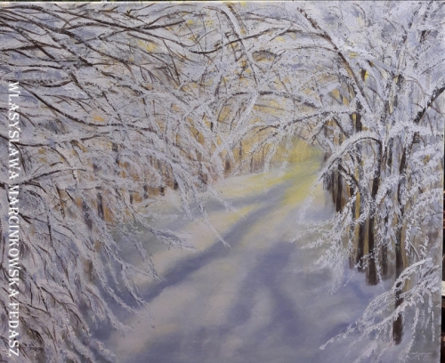 Las zimą, akryl na płótnie, 40 x 50 cm, WOŚP