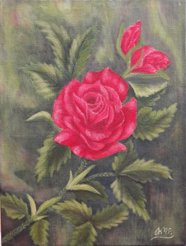 Róża -akryl na płótnie,24x18 cm WOŚP