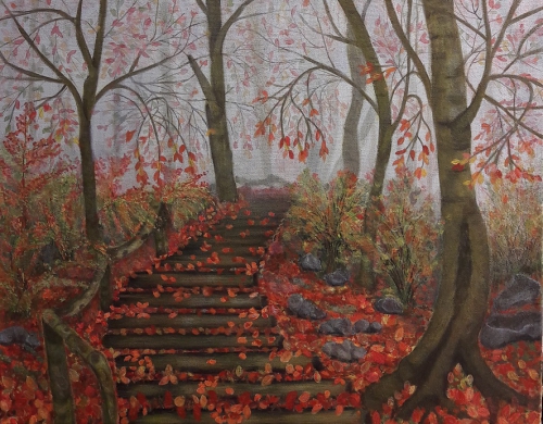 Barwy jesieni-akryl na płótnie,40x50 cm