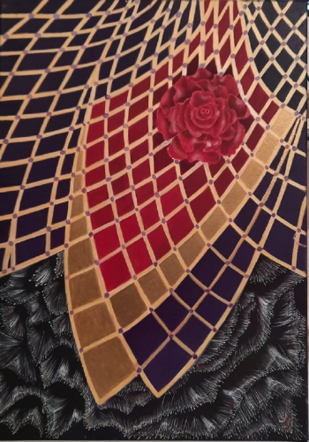 Róża, akryl  na płótnie, 50 x 70 cm, dostępny