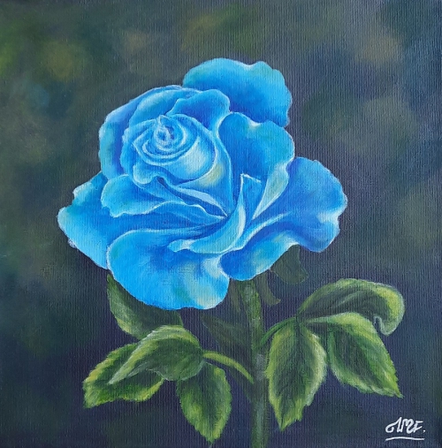 Niebieska różą, akryl na płótnie, 30 x 30 cm, niedostępny