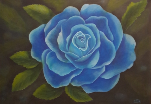 Niebieska róża, akryl na płótnie, 50 x 70 cm, dostępny