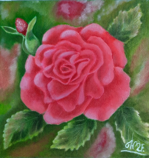 Róża, akryl/olej na płótnie 20 x 20 cm, niedostępny