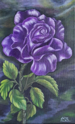 Fioletowa róża, akryl 40x25 cm , dostępna