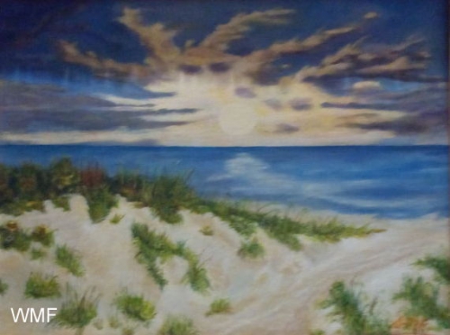 Kołobrzeska plaża, olej na płótnie, 30 x 40 cm, WOSP